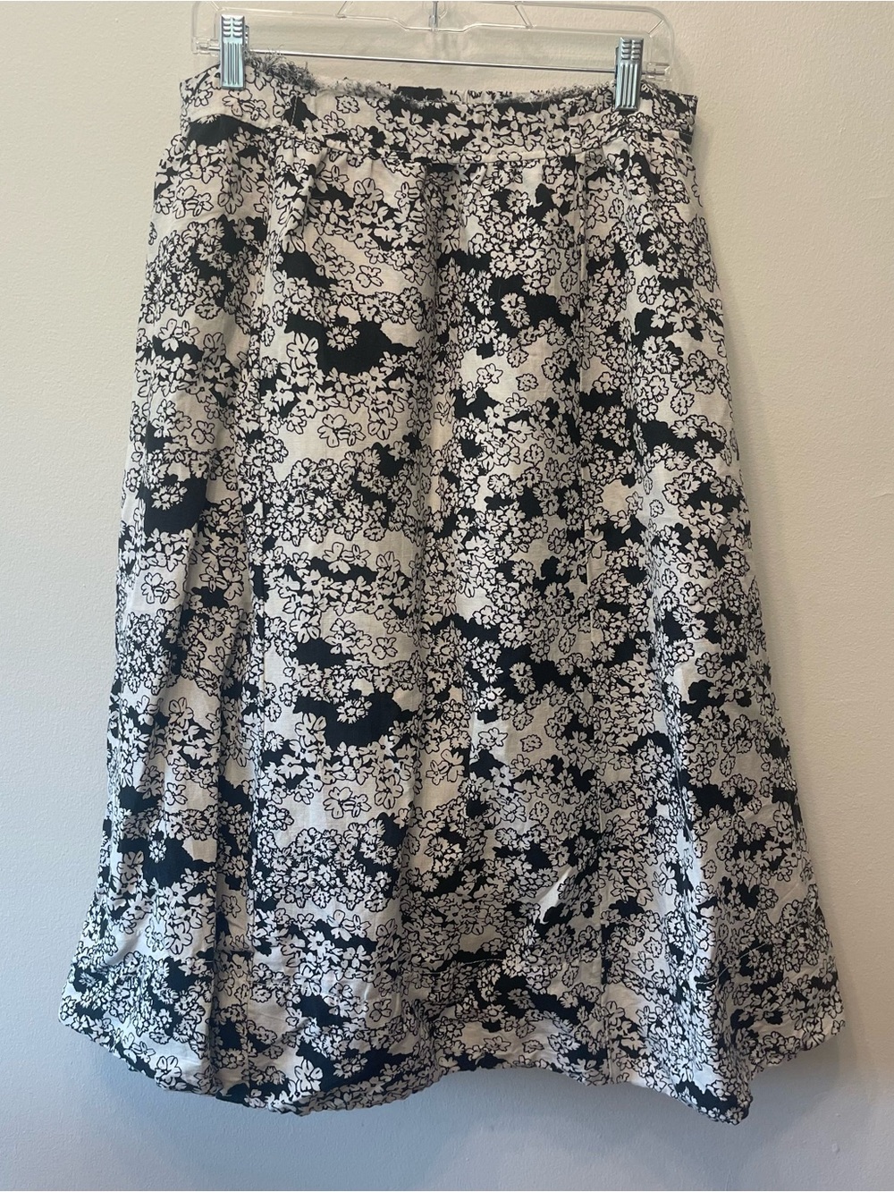 Anthropologie Full Floral Midi Skirt Linen/Cotton/Viscose L